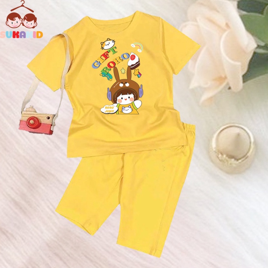 ( Km ) Đồ bộ tay ngắn quần lửng hình GIFT GOGO be từ 6kg-29kg.BDBG65.