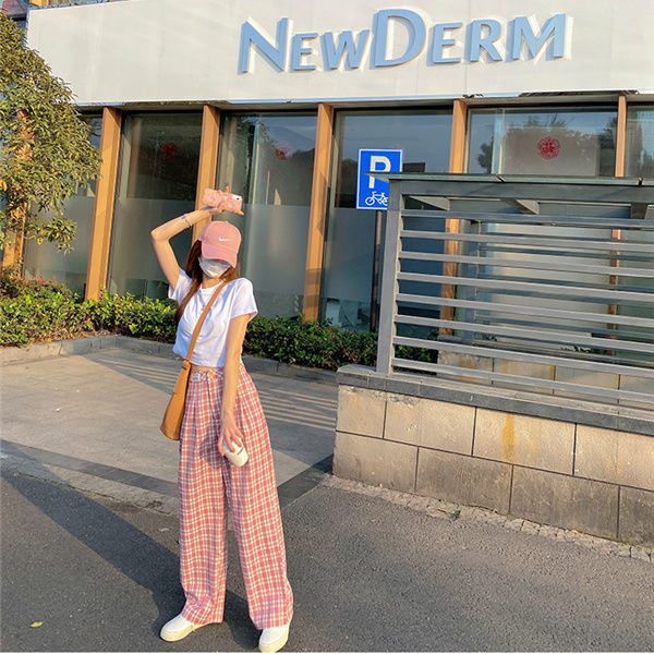 quần ống rộng Sọc Caro Hồng Phong Cách Hàn Quốc 2021 Cho Nữ | BigBuy360 - bigbuy360.vn