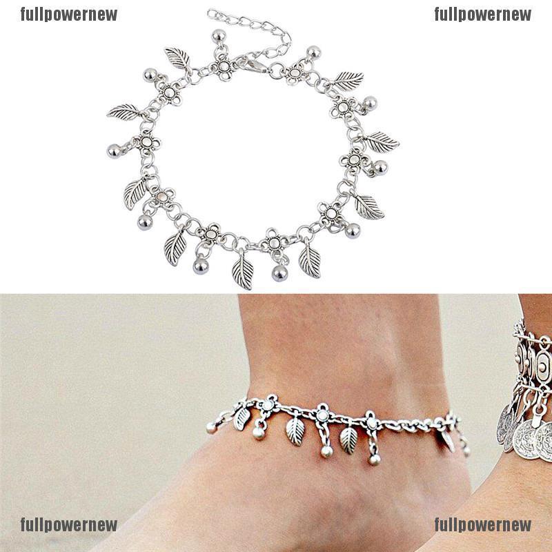 Lắc chân mắt xích kim loại đính hình chiếc lá và đồng xu phong cách Bohomian | BigBuy360 - bigbuy360.vn