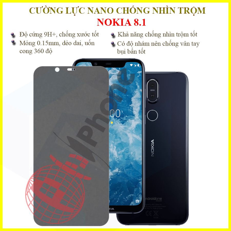 [Mã ELFLASH5 giảm 20K đơn 50K] Dán chống nhìn trộm Nokia 8.1 - Dán cường lực dẻo nano