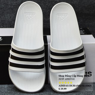 Dép Adidas Duramo màu trắng sọc đen