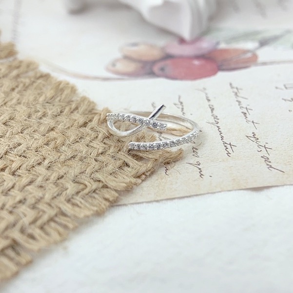 Nhẫn bạc nữ bạc thật 925 DaLiA Jewelry nhẫn bạc hở thanh xiên cá tính