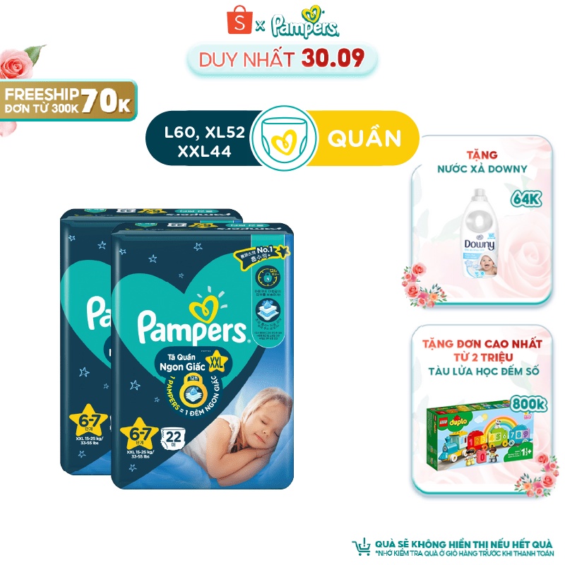 Bộ 2 Tã Quần Ngon Giấc Pampers L30/XL26/XXL22