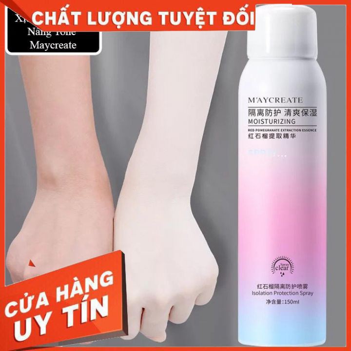 Xịt Chống Nắng [FREESHIP] Kem chống nắng dạng xịt trắng da MayCreata 150ml loại tốt NHẤT