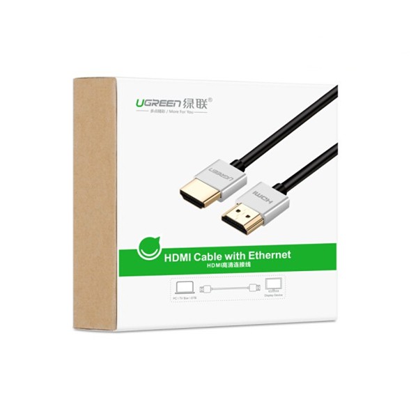 Cáp HDMI 2m siêu mỏng hỗ trợ 4K, 3D Ugreen 30478