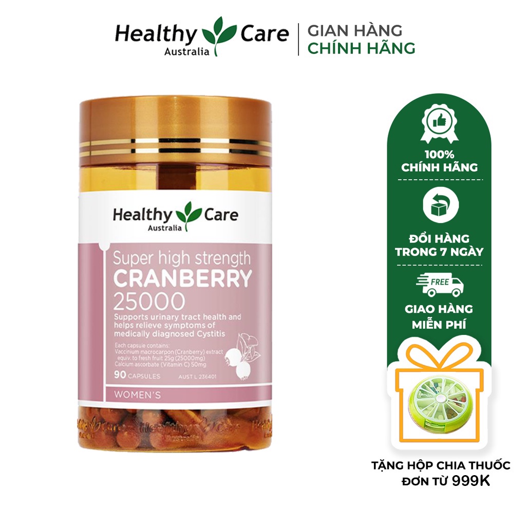 Viên uống hỗ trợ sức khỏe thận và đường tiết niệu Healthy Care Cranberry 90 viên