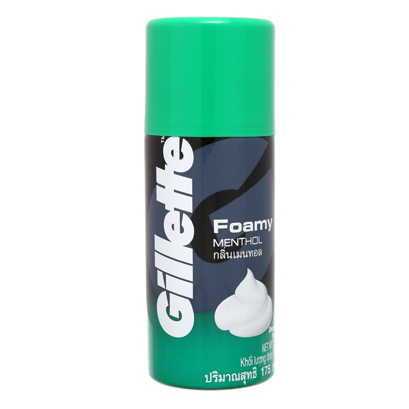 Kem Bọt cạo râu Gillette hương Bạc Hà 175g - Foamy Menthol Lime 175ml