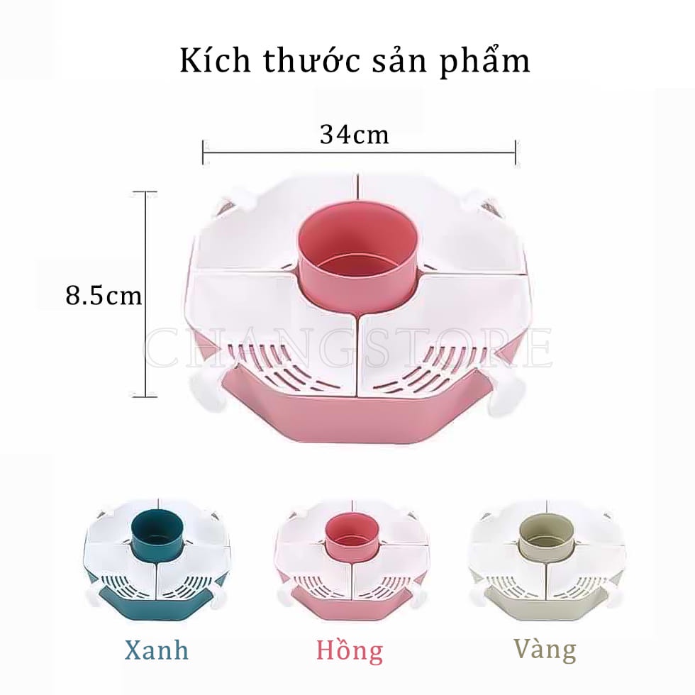 Rổ Nhựa Đựng Đồ Ăn Lẩu, Rổ 5 Ngăn Đựng Rau, Hoa Qủa, Đĩa Xoay 360 Độ Tiện Lợi