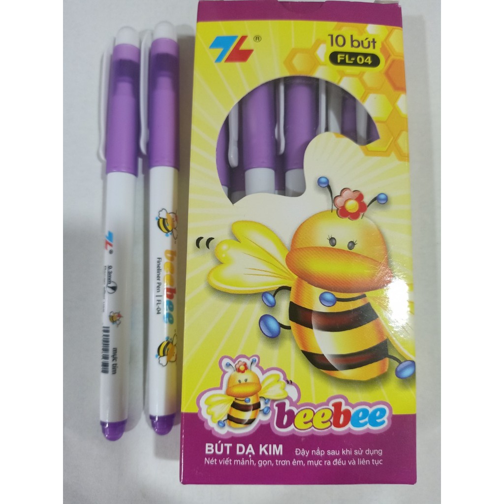 10 cây Bút Dạ Kim FL-04 BeeBee mực tím