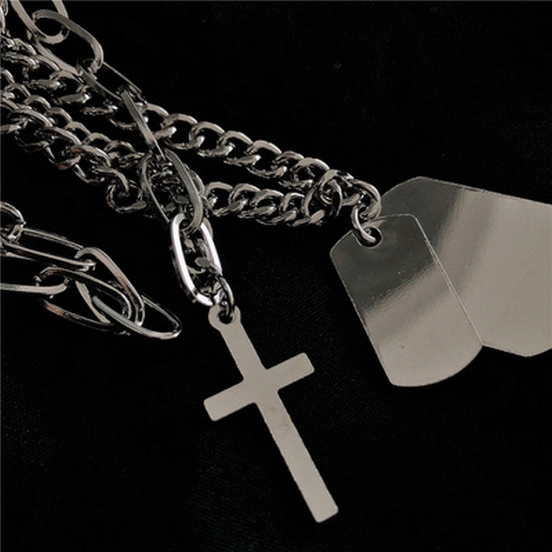 Vòng Cổ Nhiều Lớp Gắn Mặt Chữ Thập Cá Tính Phong Cách Hip-Hop | BigBuy360 - bigbuy360.vn