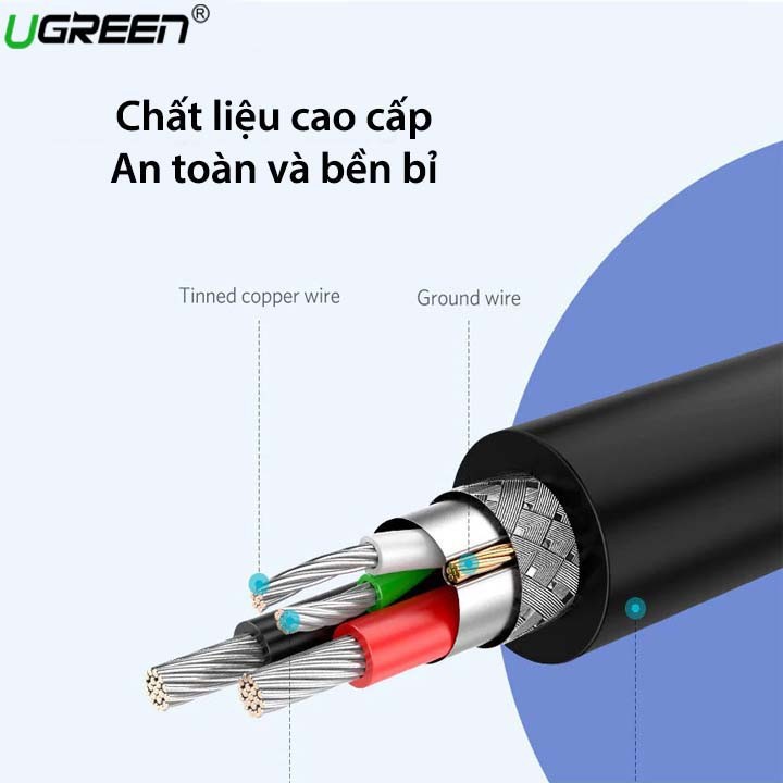 Cáp sạc USB 2.0 sang MICRO USB hỗ trợ sạc nhanh cao cấp Ugreen 60135 dài 0.5M màu Đen- Hàng chính hãng