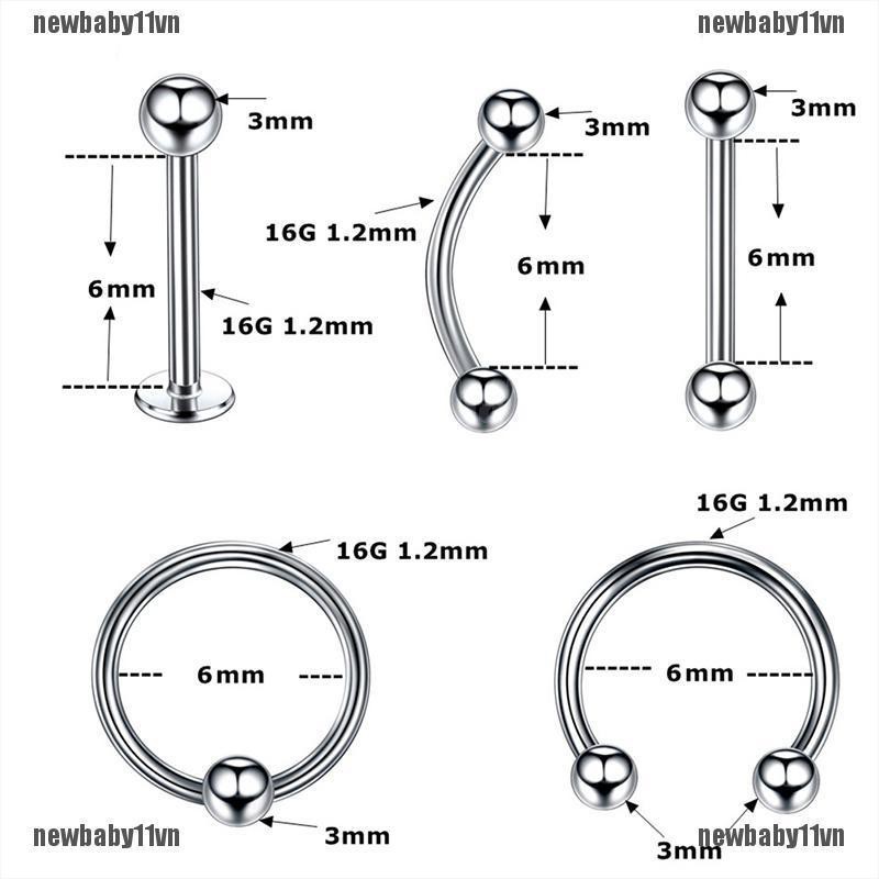 Set 10 Khuyên Xỏ Cơ Thể Thời Trang Cá Tính