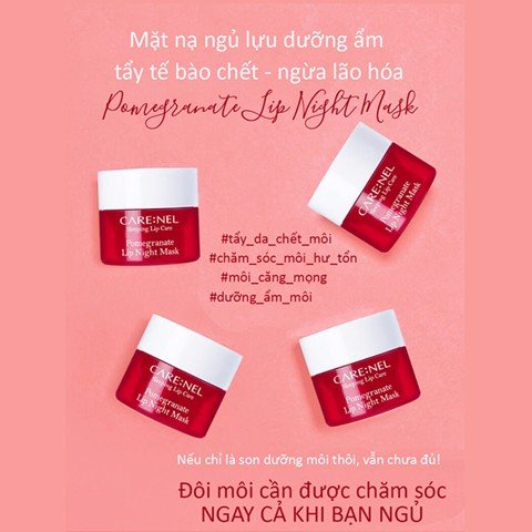 Mặt nạ ngủ dưỡng ẩm môi hồng hào căng mọng Hàn Quốc Care:nel Berry Lip Night Mask