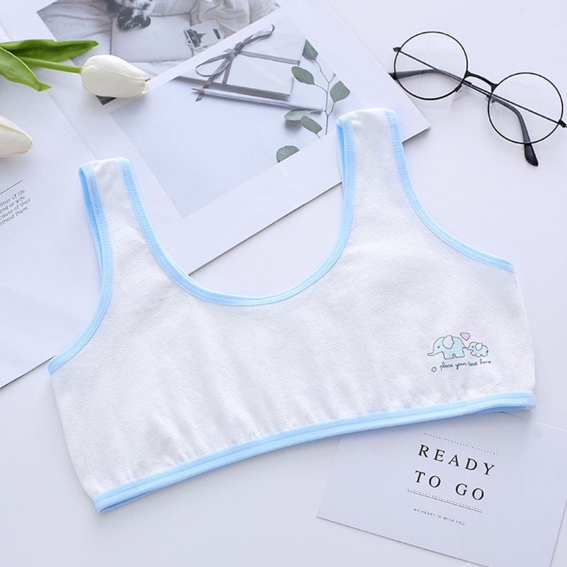Áo Ngực Dây Bản Rộng Bằng Cotton In Họa Tiết Voi Hoạt Hình Màu Kẹo Phong Cách Nhật Bản Cho Nữ Sinh