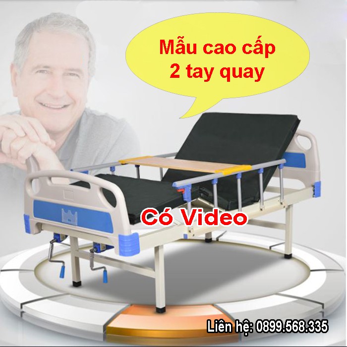 [Có video] Giường bệnh nhân có 2 tay quay - Giường y tế thông minh