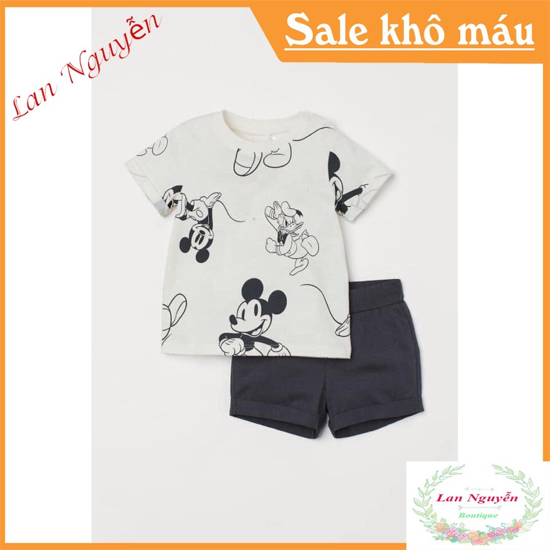 [Mã SKAMSALE06 giảm 10% tối đa 100K đơn 150K] BÁN SỈ BỘ MICKY ÁO TRẮNG QUẦN ĐEN CHO BT