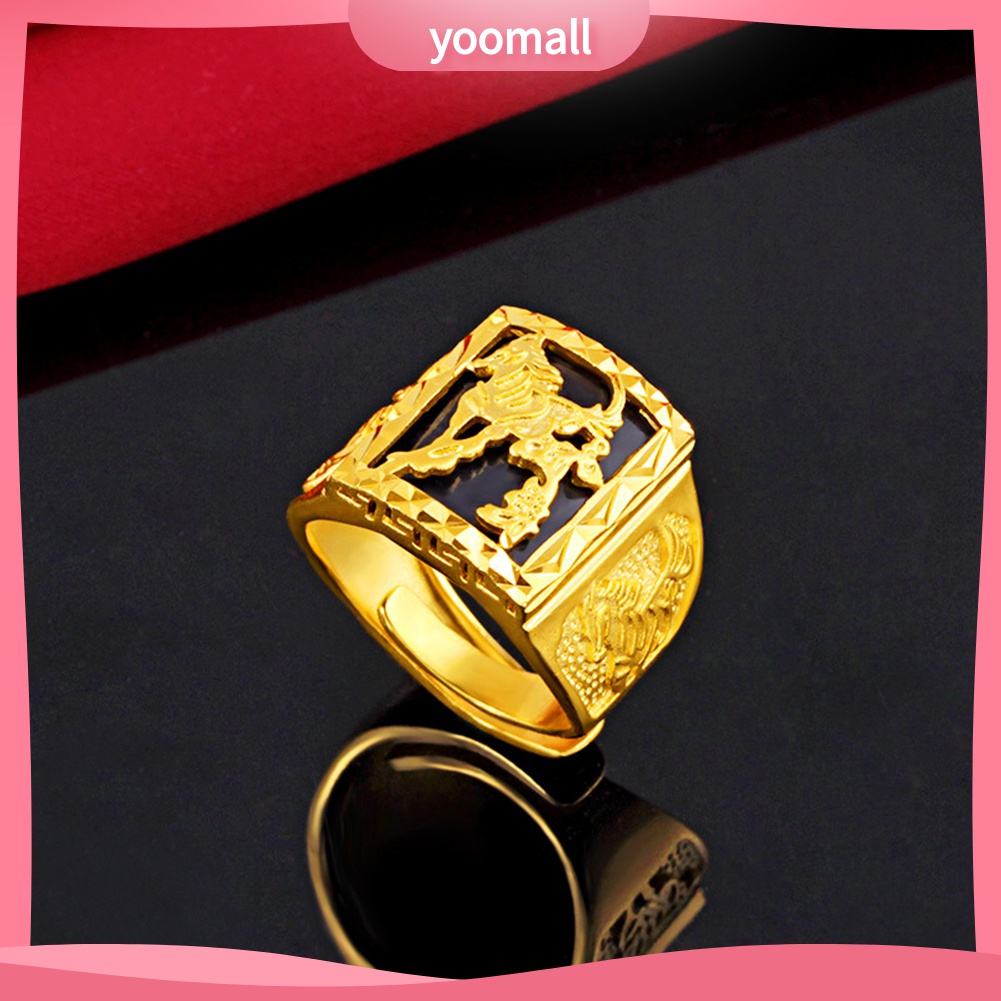 Yomall♡ Nhẫn Hở Mạ VàNg MặT HìNh NgựA ThờI Trang Cho Nam