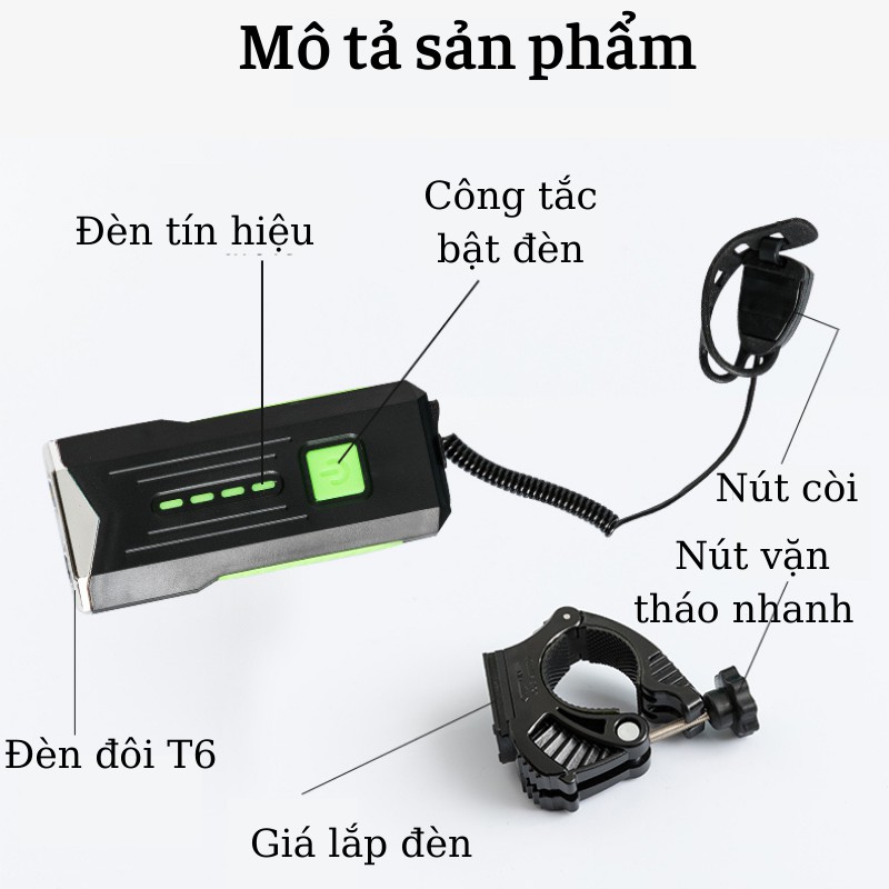 Đèn pin xe đạp siêu sáng chống nước bán chạy - Full hộp, sáng lâu nhiều giờ LY22