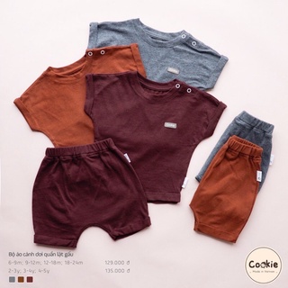 Bộ cộc tay cánh dơi quần lật gấu cookie