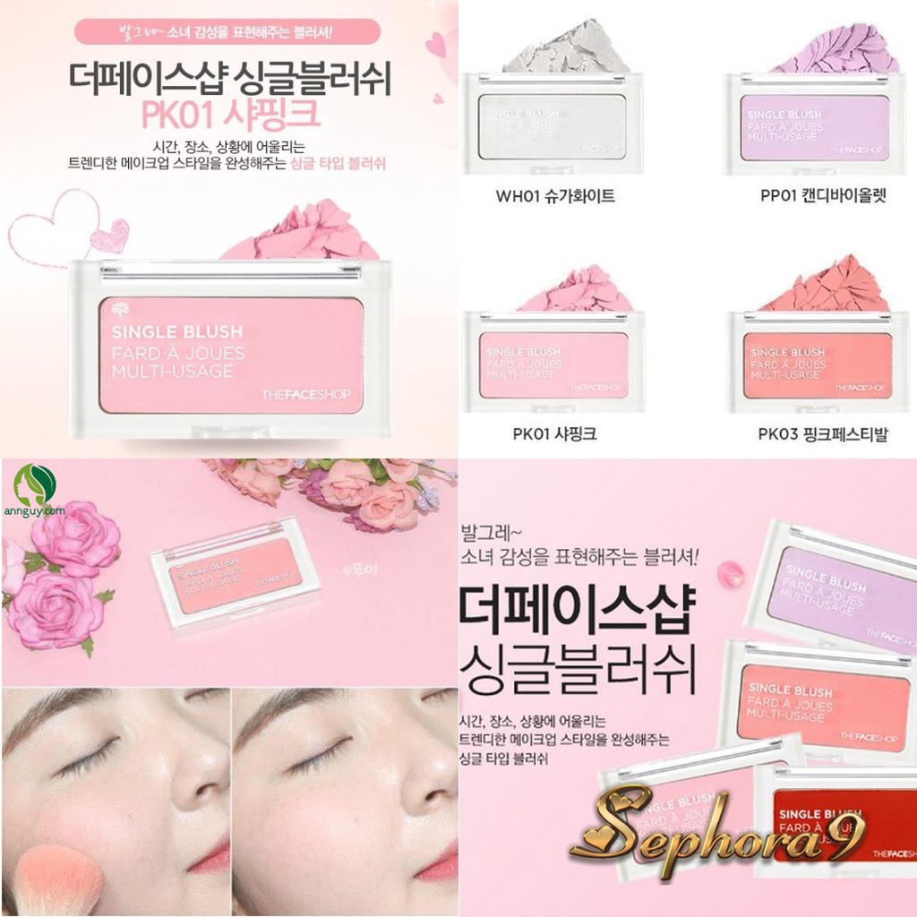 Phấn má hồng trang điểm cực xinh dạng kem TFS Single Blush The Face Shop