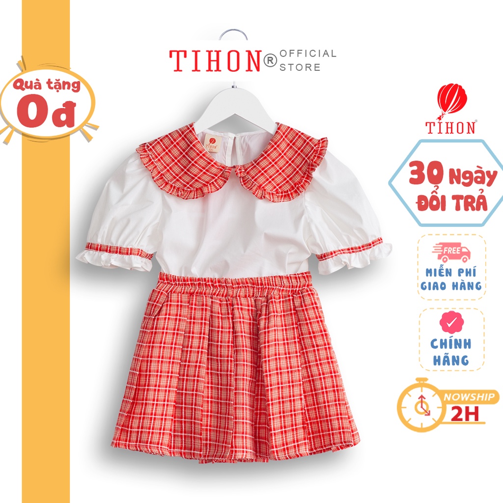 Sét áo váy cho bé gái TIHON phong cách Hàn Quốc chính hãng SET0750257