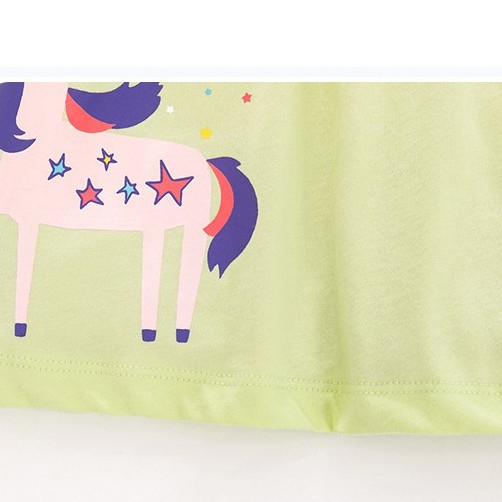 Mã 52026 áo hè bé gái màu xanh cốm in hình ngựa pony cầu vồng của Little Maven