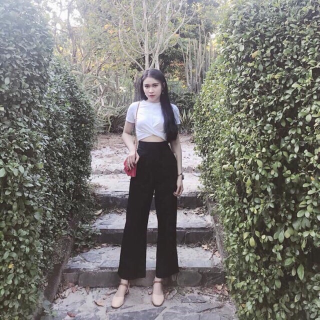 Quần ống rộng khoá sườn dáng dài mặc cực kì sang chảnh, quần culottes | BigBuy360 - bigbuy360.vn