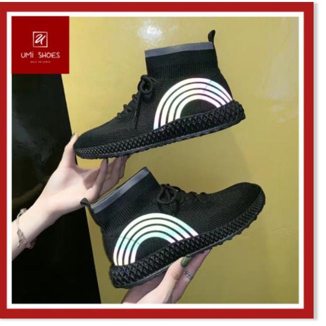 💓 Giày cổ chun phản quang 7 sắc mềm thoáng khí đế chống trơn cao 3cm tập gym chạy bộ ღ 𝒮𝐻❁𝐸𝒮 𝐹❁𝑅 𝒴❁𝒰 ღ .