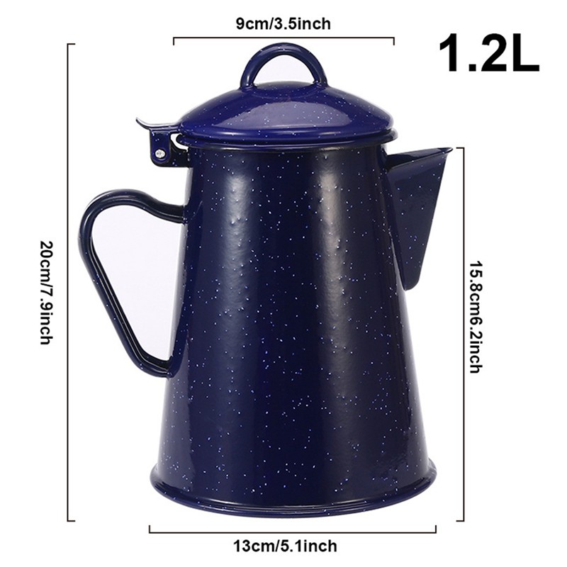 1.2L Enamel Coffee Pot Hand Tea Water Kettle Teapot Vintage Home Decor Starry Sky Blue Teapot Cafe Tools