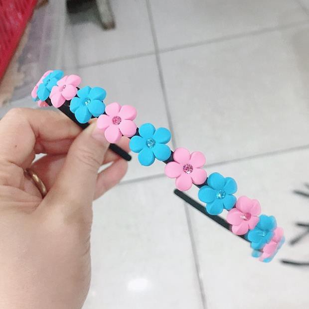Bờm tóc nhựa dẻo đính hoa nhỏ xinh