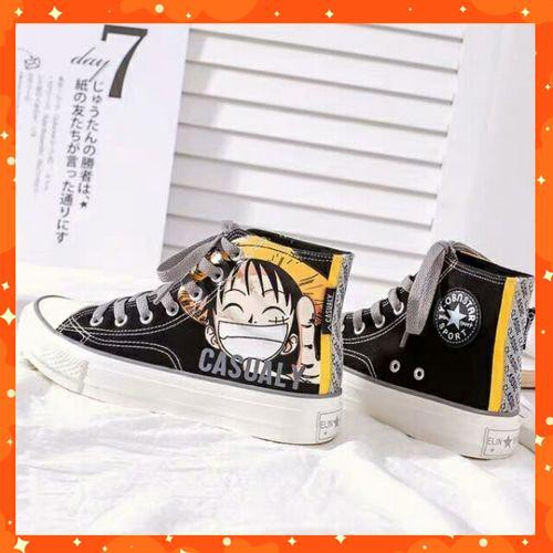 [Order 7-12 ngày] giày dáng converse cổ cao hình luffy mũ rơm - ảnh thật cuối  - XN05