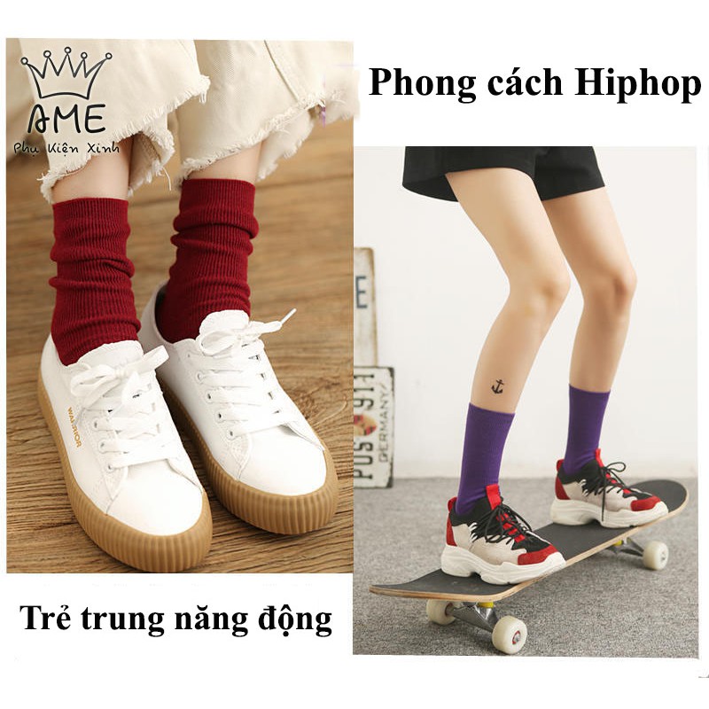 Tất nhún Ame Beauty ,vớ nữ nhún cổ cao vintage phong cách Hàn Quốc nhiều màu cực cool - ND18