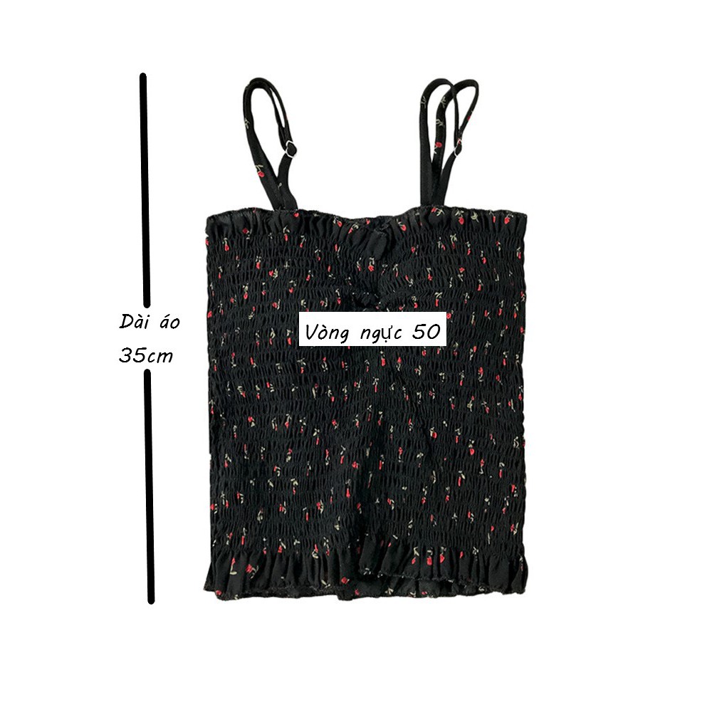 Áo 2 dây dáng croptop hoa nhí nhún ngực phong cách ulzzang Hàn Quốc C39 - Maoshop | BigBuy360 - bigbuy360.vn