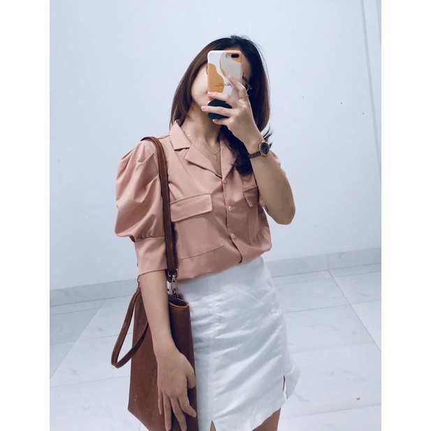 áo sơ mi cổ VEST TAY PHỒNG phong cách retro + VIDEO ẢNH THẬT