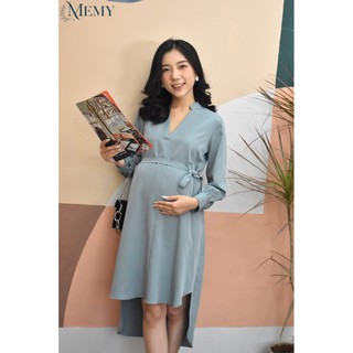 Váy bầu sau sinh Manggi Dress chất măng gồ sang xịn mịn, cổ Tàu sang trọng thiết kế bởi MEMY
