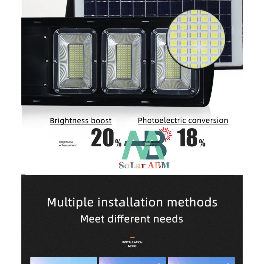 100W Đèn Đường Tấm Pin Liền Thể Năng Lượng Mặt Trời , Cảm Biến Chuyển Động , IP67 Chống Nước , mã : ABM-HX21100A