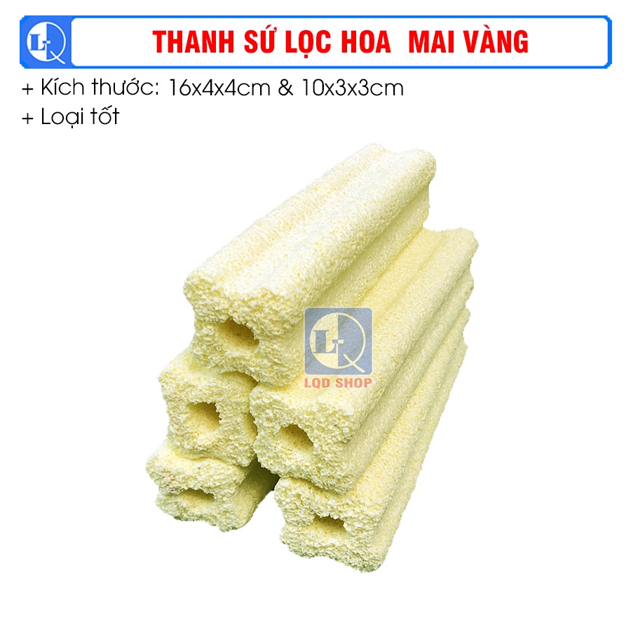 Thanh sứ lọc hoa mai vàng | Sứ thanh hoa mai vàng | Kích thước: 10x3x3cm &amp; 16x4x4cm - loại tốt