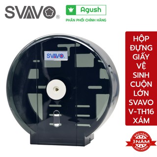 Hộp đựng giấy vệ sinh cuộn lớn gắn tường SVAVO V-TH16 xám loại lớn công nghiệp dán tường nhà tắm chống nước cao cấp