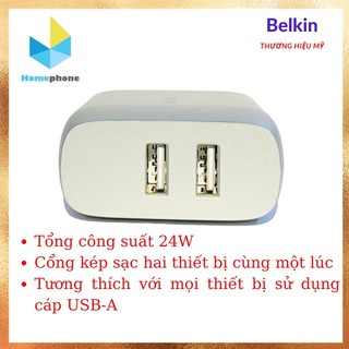 Củ Sạc Belkin 24W Chính Hãng, Chuẩn MFi. Tích hợp 2 Cổng Sạc. Sạc 2 Máy Cùng Lúc, Siêu Chất, Siêu Tiện Dụng.