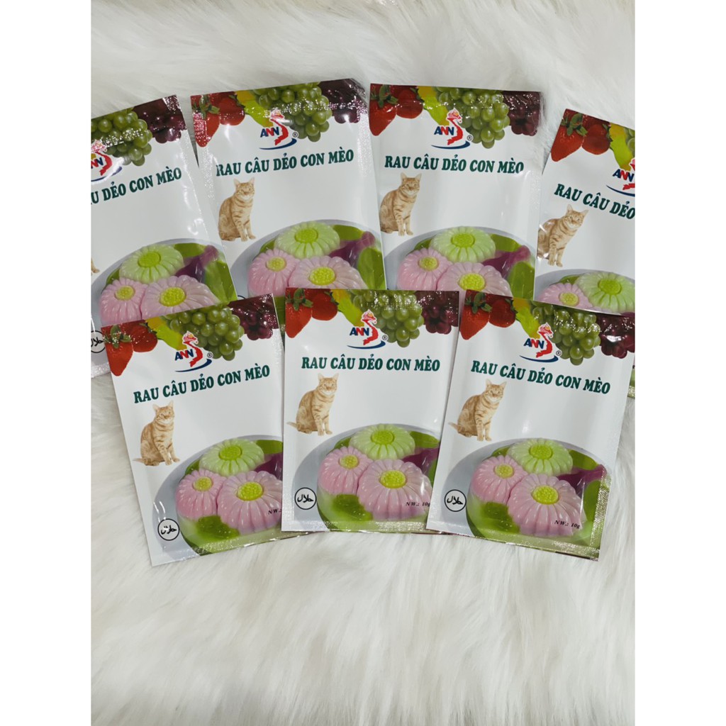 Rau câu dẻo CON MÈO 1hộp 12 gói 10 gram  – đảm bảo chất lượng
