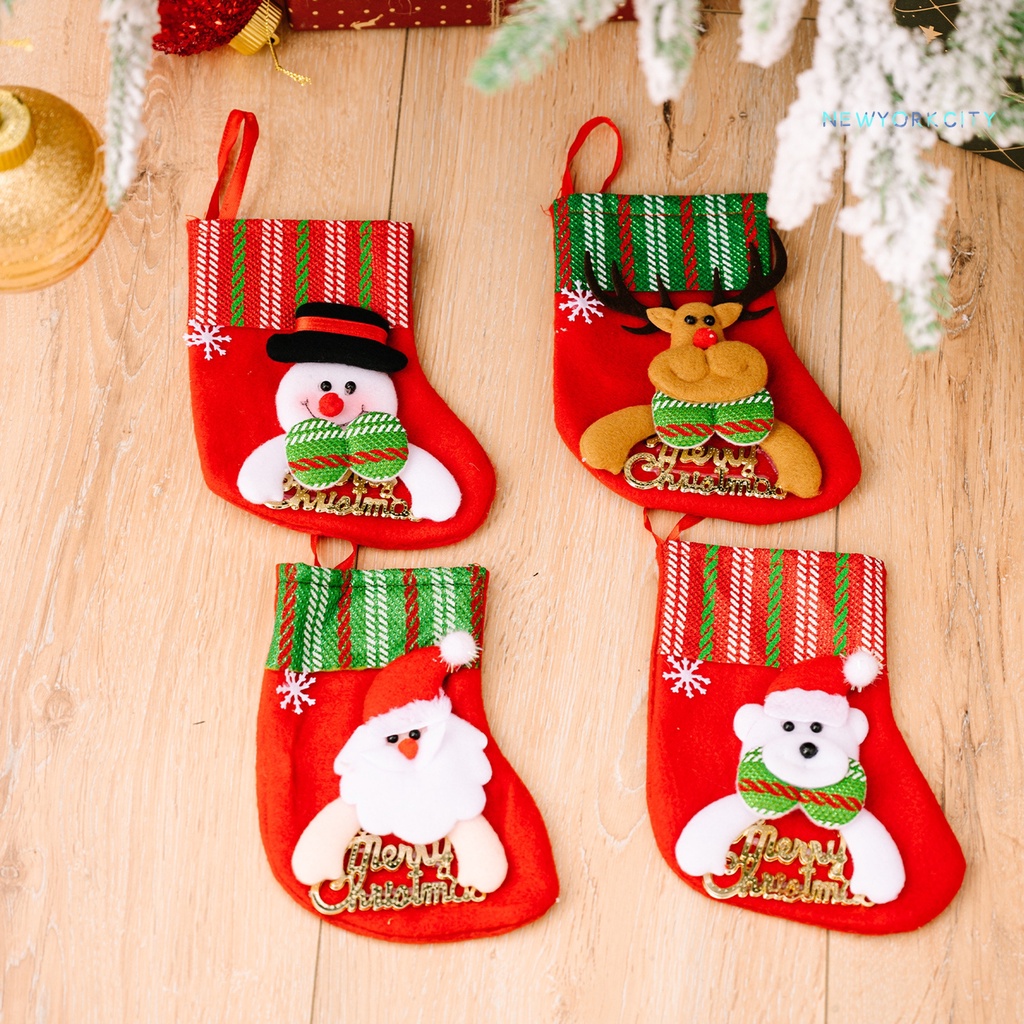 Vớ Treo Trang Trí Giáng Sinh Hình Ông Già Noel Tuần Lộc Dễ Thương
