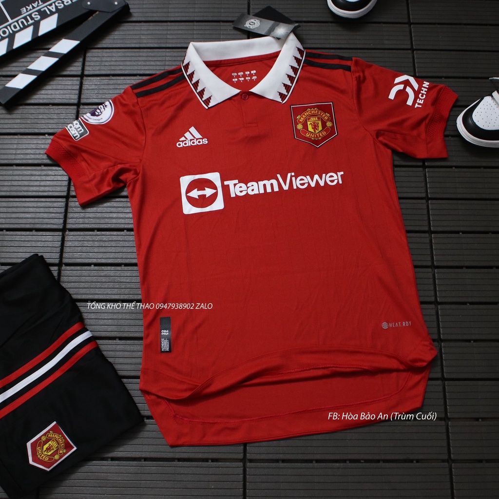 Set Bộ Thể Thao CLB Manchester Sân Nhà Áo Đỏ Quần Đen Mùa Giải 2023 - Áo MU 2023 Vải Thái Cao Cấp