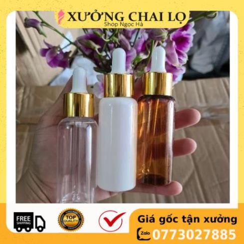 Lọ Chiết Serum ❤ GIÁ TẬN GỐC ❤ [30ml/50ml/100ml] Chai nhựa pet đựng tinh dầu bóp giọt Khoen vàng chiết mỹ phẩm .