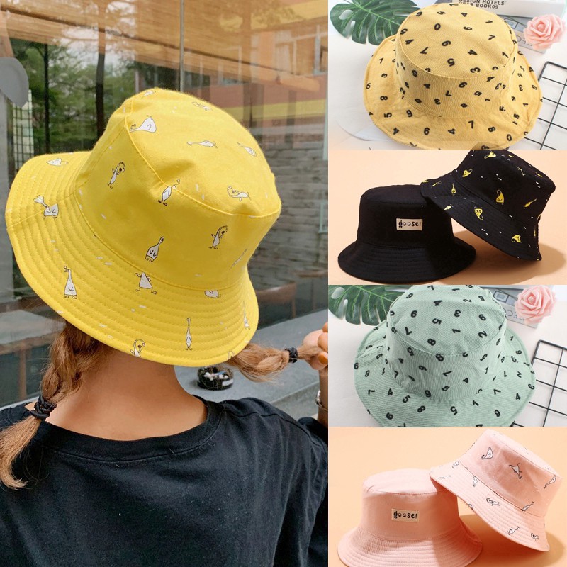 Nón Tai Bèo Hai Mặt In Họa Tiết Hoạt Hình Phong Cách Hàn Quốc Dành Cho Học Sinh