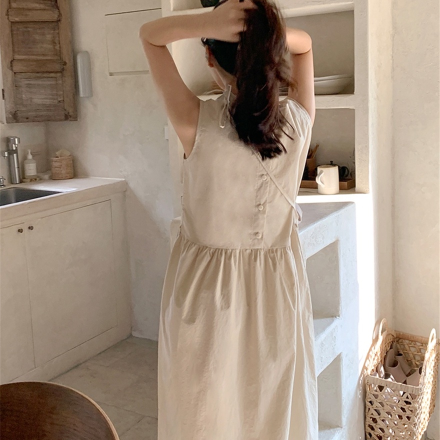 Đầm Sát Nách Xếp Ly Cổ Tròn Dáng Rộng Thời Trang Mùa Hè 51795