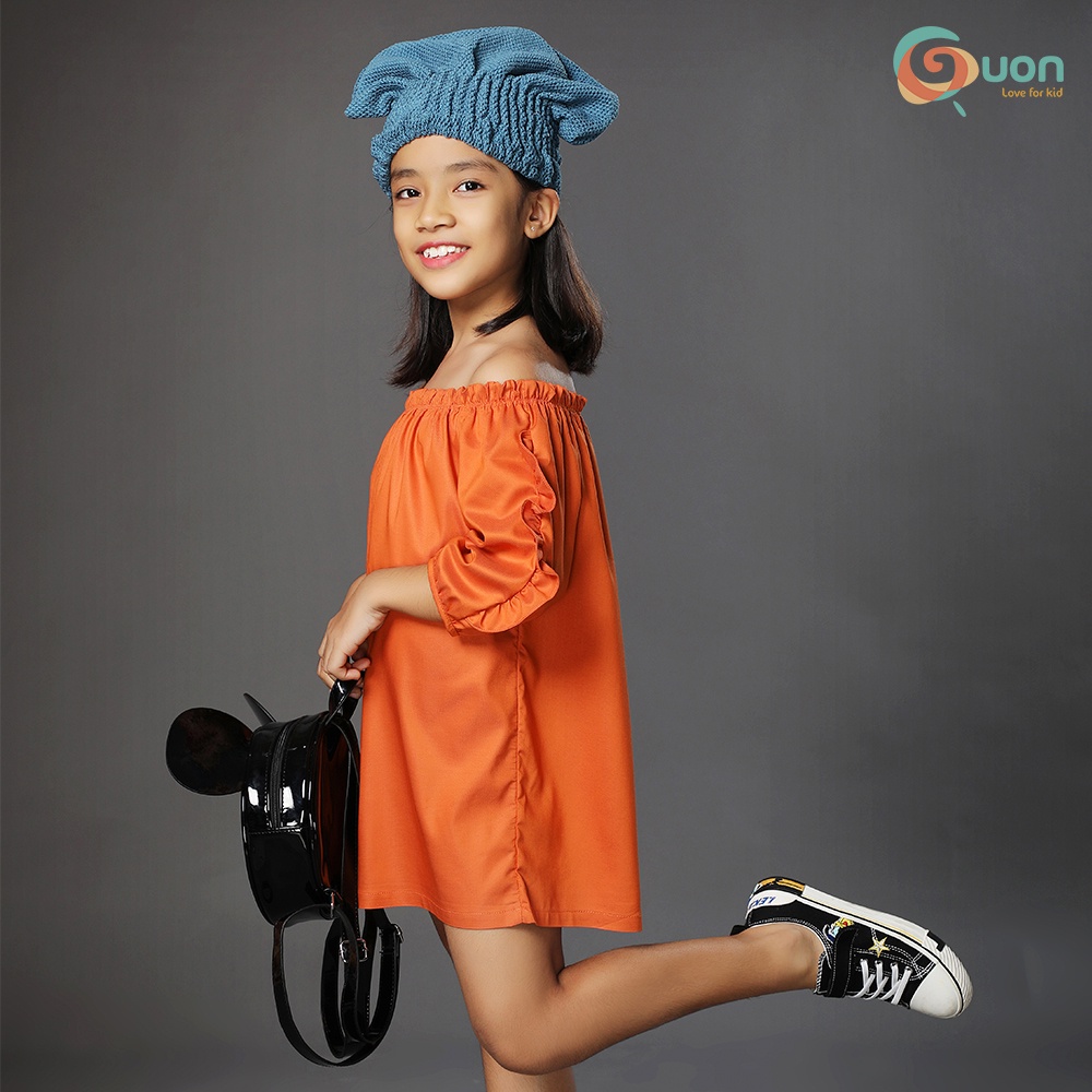 Váy bé gái trễ vai từ 6-24kg vải cotton thoáng mát Sarah - GUON