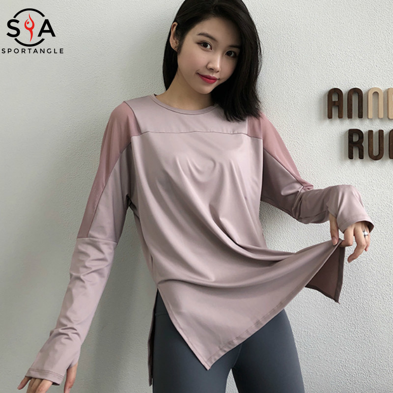loose yoga shirt fitness running quick-drying women's long-sleeved sports Tops
