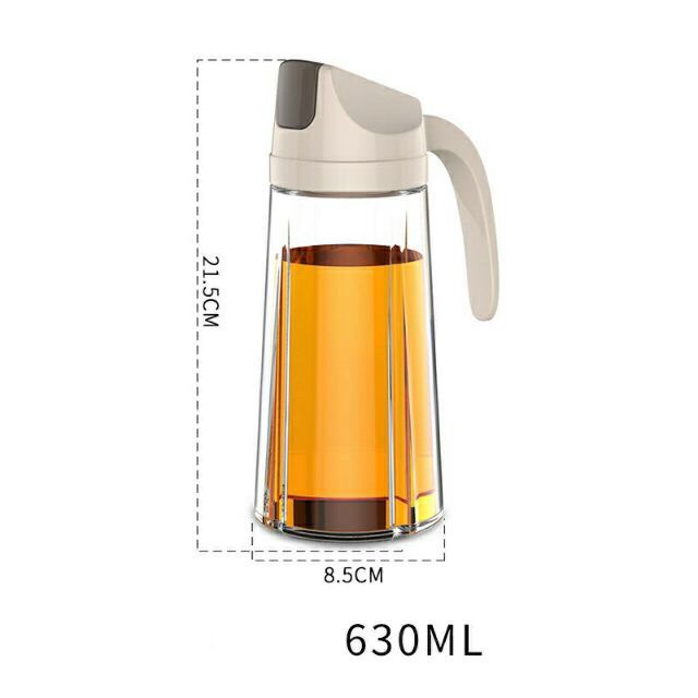 Bình đựng dầu ăn thủy tinh đóng mở tự động 600ml, chai thủy tinh đựng nước mắm, giấm, xì dầu thông minh