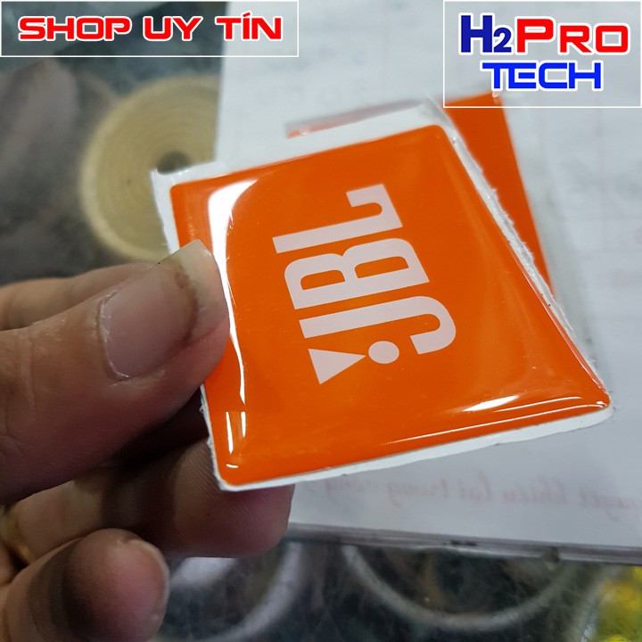 Đôi Tem loa vuông JBL màu cam bằng nhựa dẻo 4.6x5.8cm ( 2 tem loa )