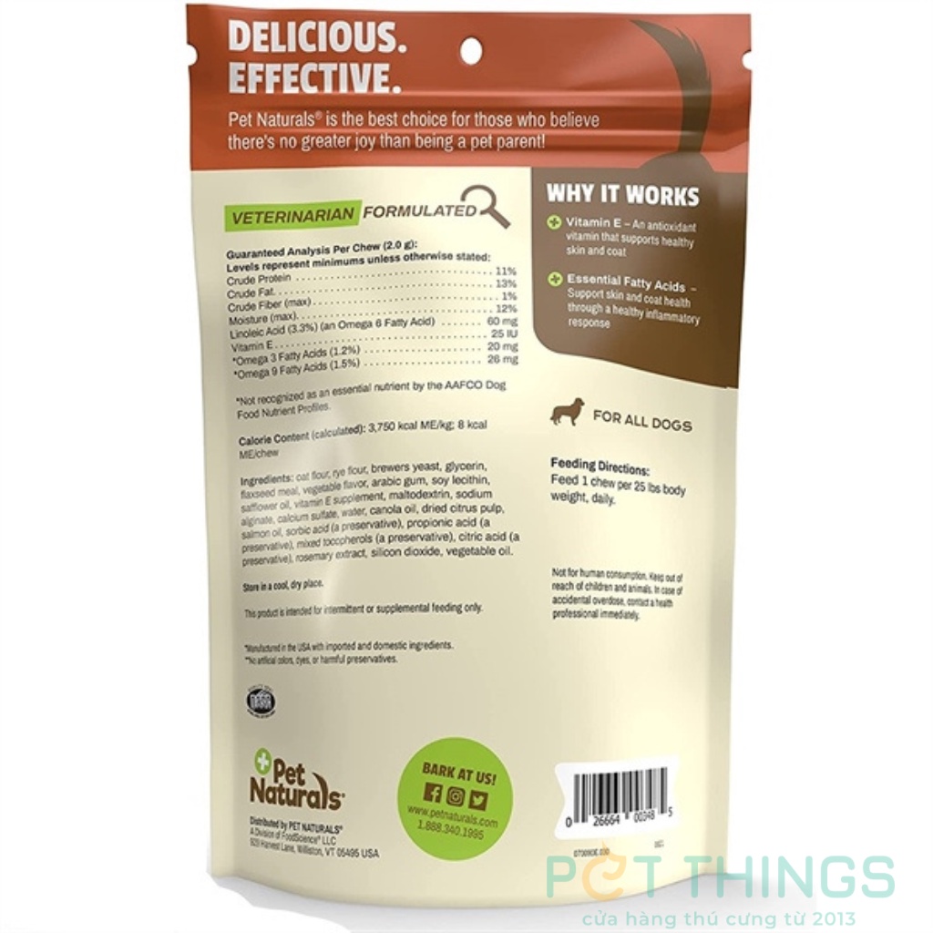 Pet Naturals 30 viên ăn chăm sóc da lông cho chó